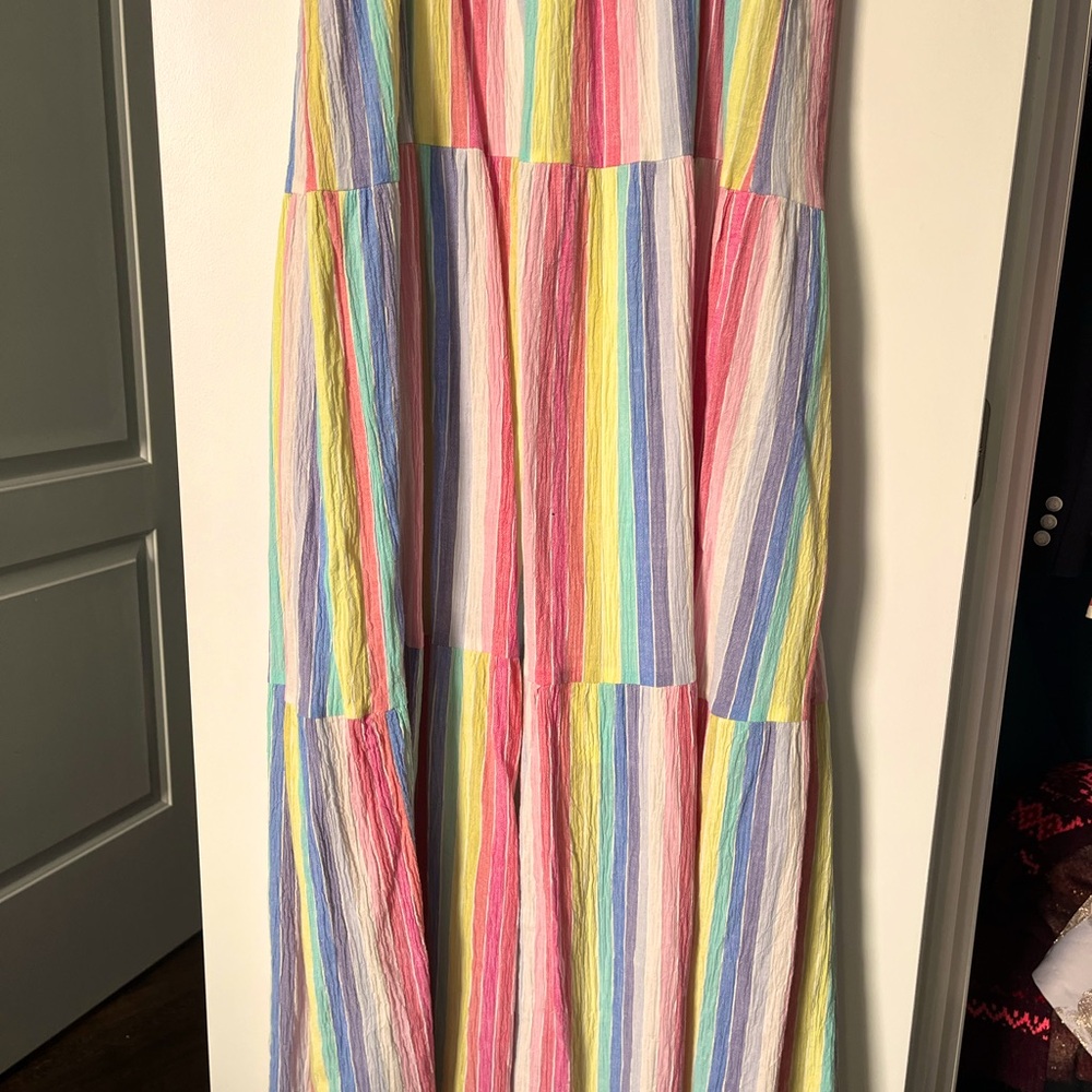 Draper James RSVP Maxi Dress Women's Size XL Rainbow Stripe Tie Strap - Picture 8 of 8
